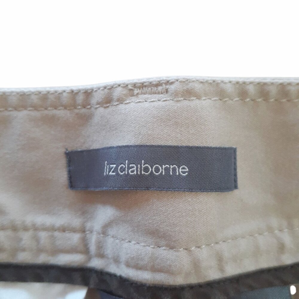 Liz Claiborne Audra Womens Straight Leg Pants Size 12S Beige Cotton Blend - Picture 5 of 6